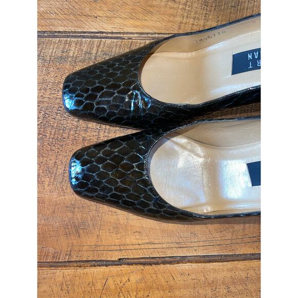 Womens Stuart Weitzman Brown Snakeskin Square Toe Block Heel Shoe Size 8B - Picture 5 of 9